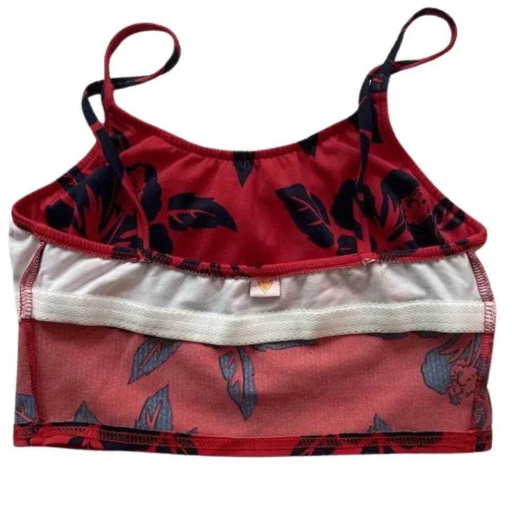 Venus Matching Bikini Top Set with Headband – Red and Navy Floral – Size Small